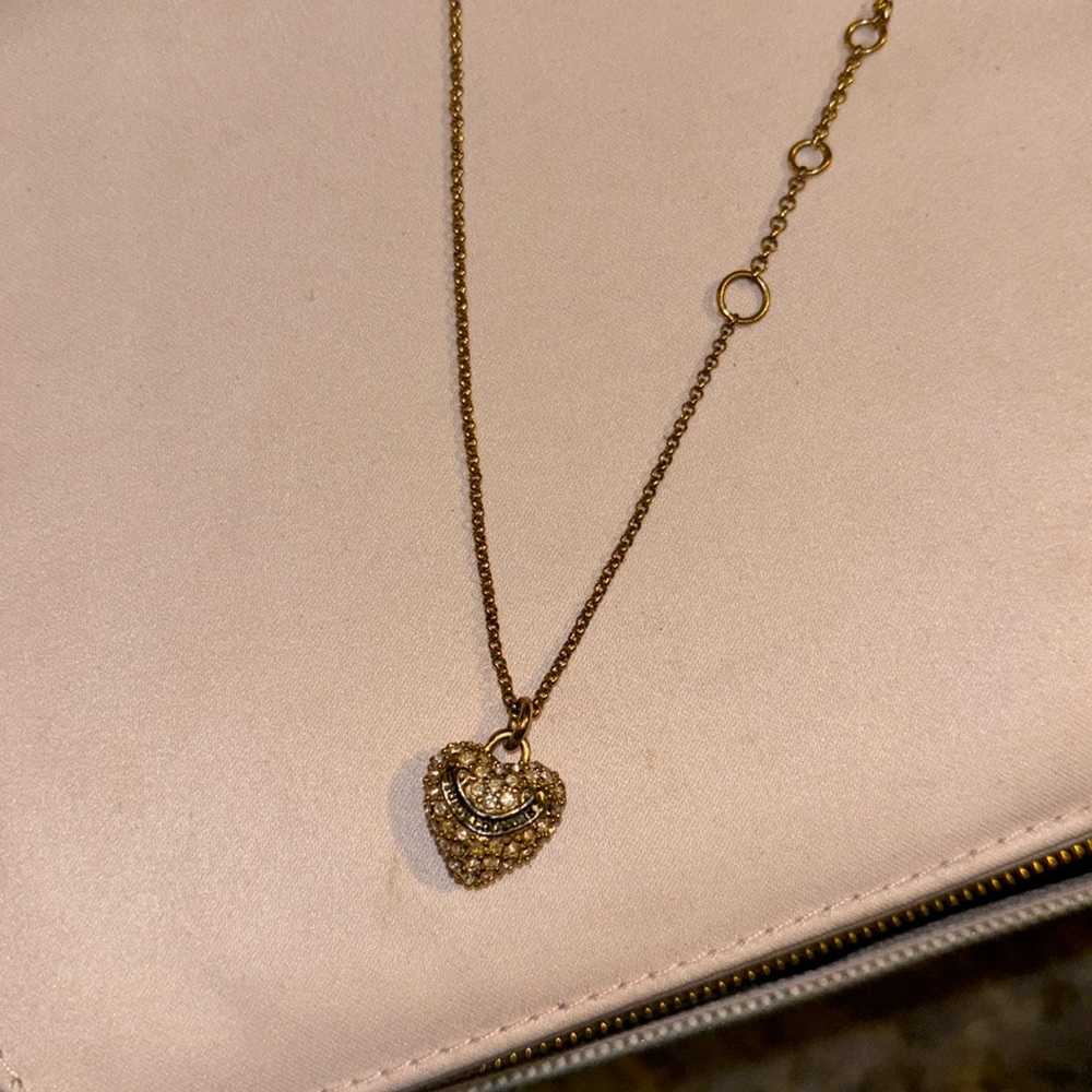 Juicy couture diamond studded gold heart necklace